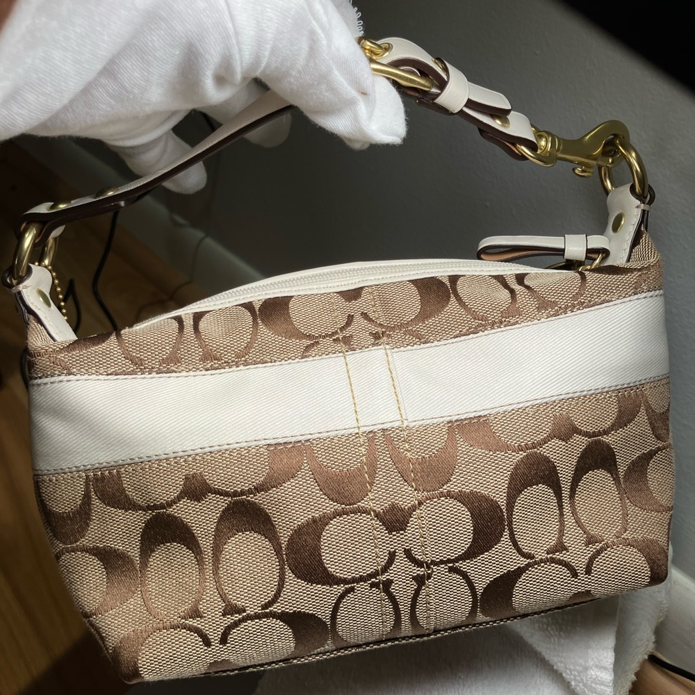 COACH SIGNATURE JACQUARD BAG, Neutral tan/brown & cream trim